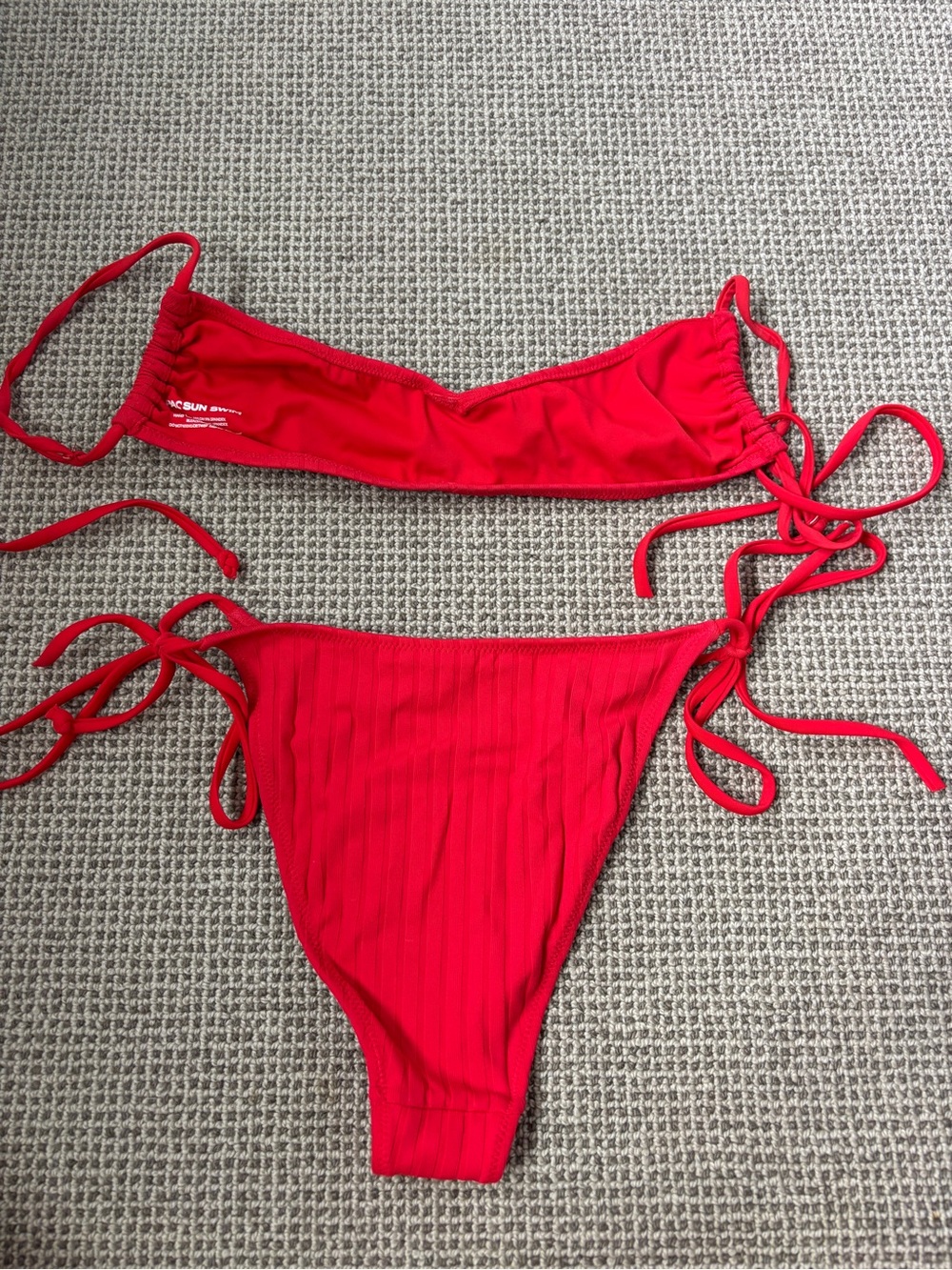 PacSun Red Ribbed String Bikini Top - Picture 2 of 4